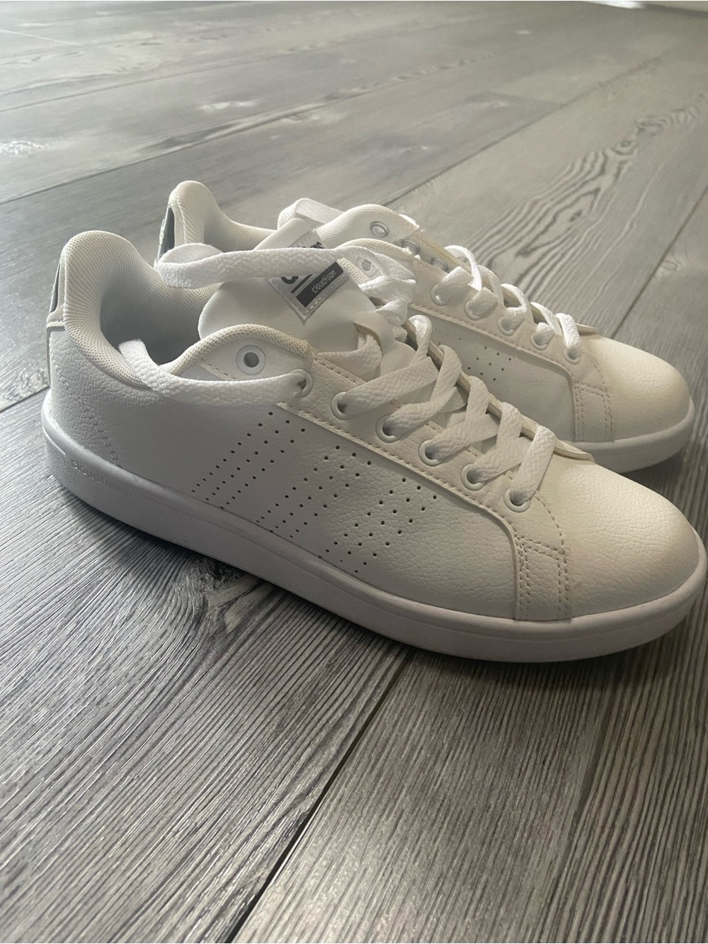 adidas White Low-Top Leather-Style Sneakers